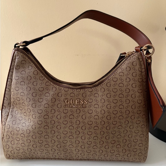 Guess Handbags - Guess Los Angeles Tan Shoulder Bag